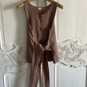 Wilfred 100% linen tie front top